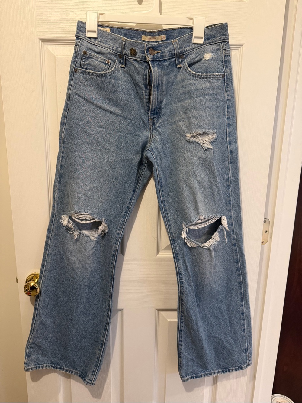Levi's Light Blue Distressed Wide Leg Jeans